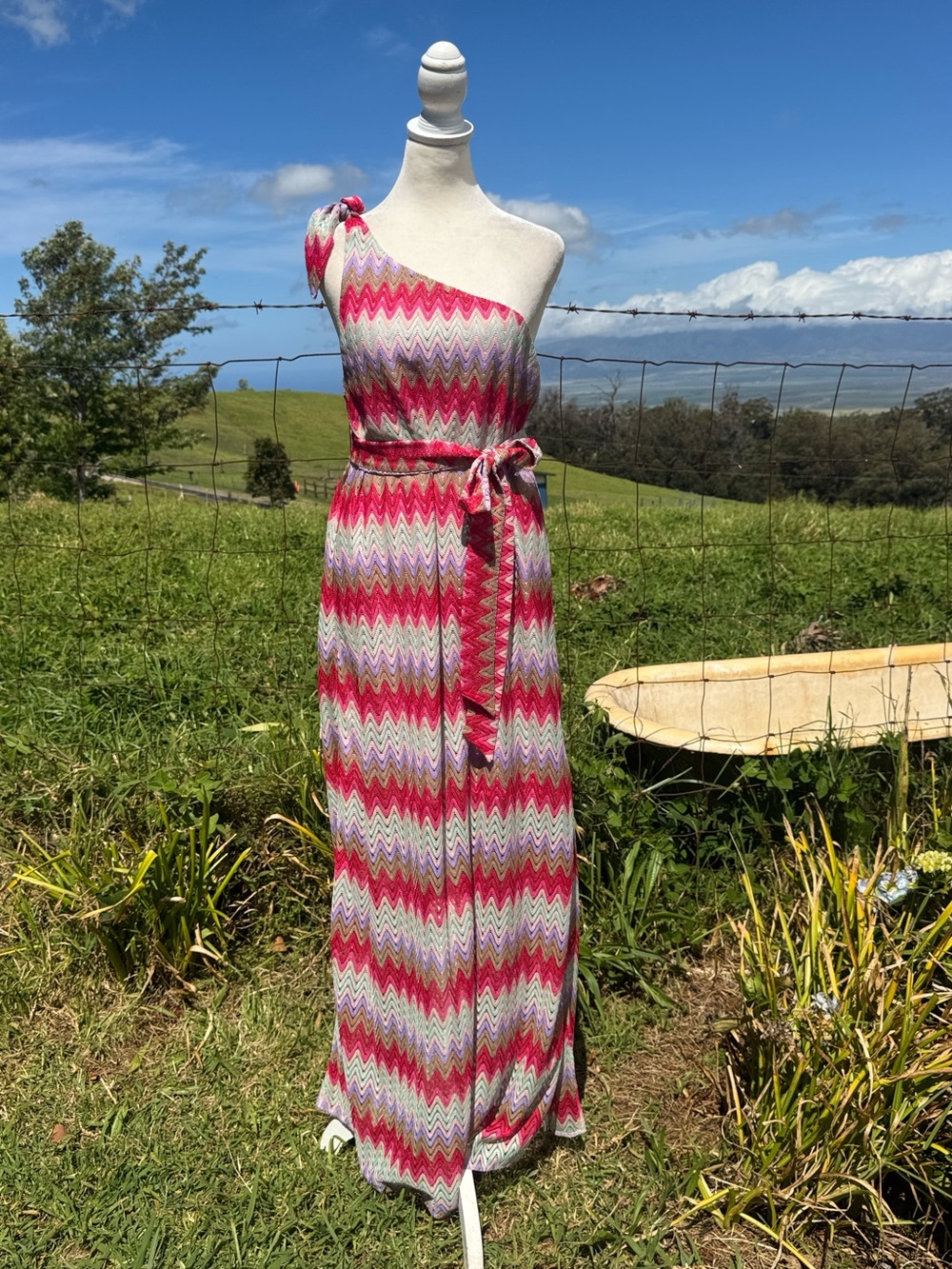 NWT Show me your Mumu Nice Zig Zag Maxi Dress pink Purple Large - Picture 4 of 10